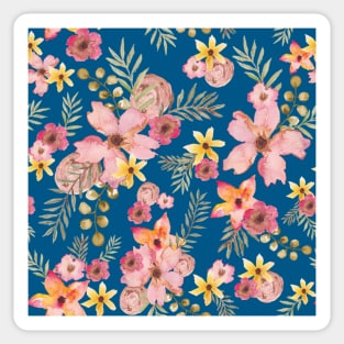 Oleander Flower bouquet Tech Blue Sticker